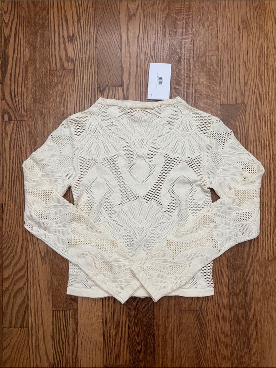 Free People Tops - Women's Cream Open-Knit Long Sleeve Top